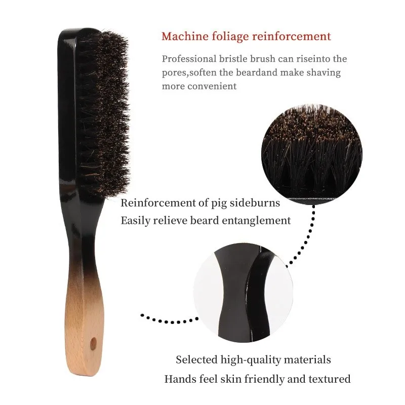 Men\'s Beard Styling Brush Beard Comb Pig Bristle Hair Oil Head Style Comb Crushed Hair Brush Beard Cleaning And Care Hair Brush