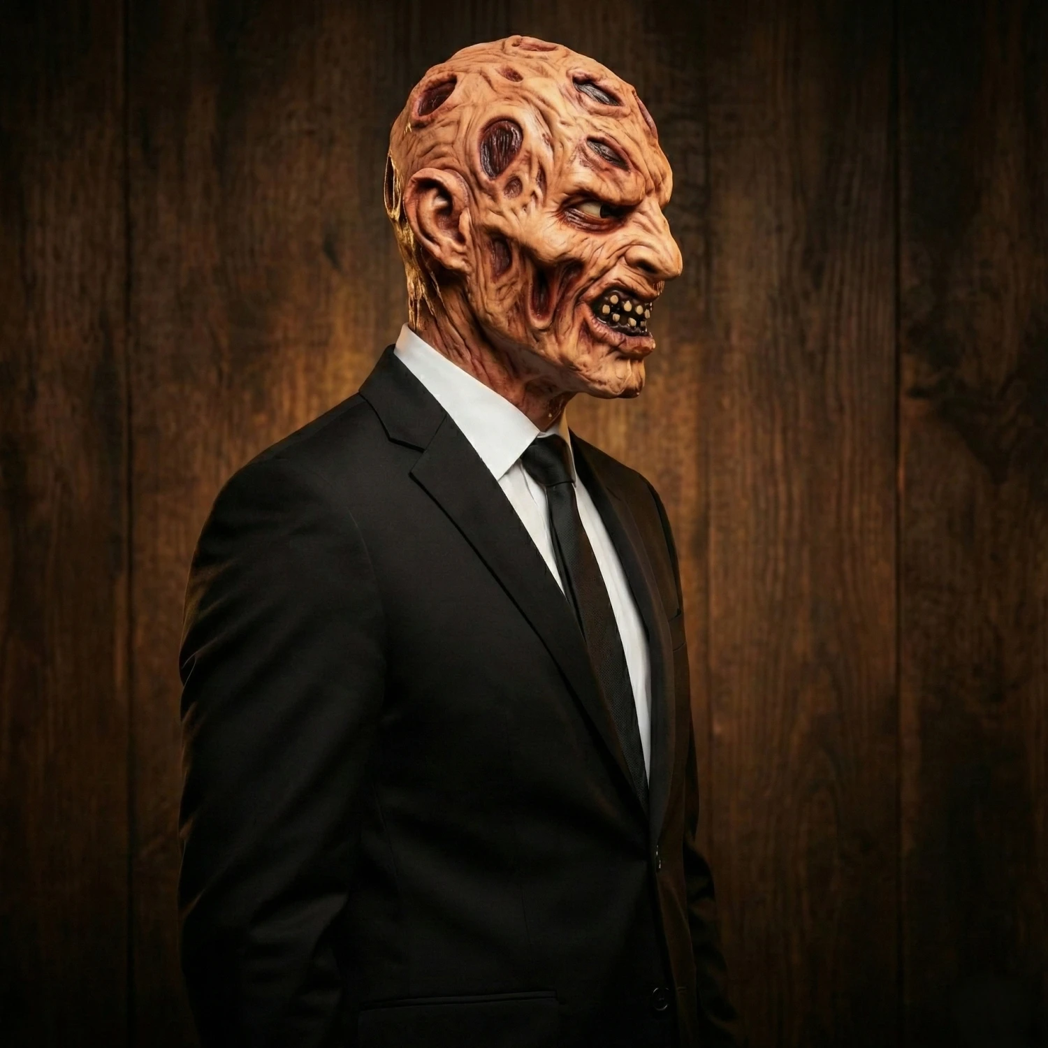 Maska Horror Premium z Czystego Lateksu – Realistyczna Zdrzewiała Twarz na Halloween, Cosplay i do Nawiedzonych Domów