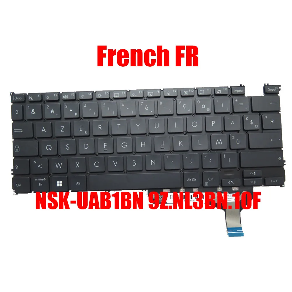 

Laptop French FR Keyboard For ASUS NSK-UAB1BN 9Z.NL3BN.10F With Backlit Without Frame Black