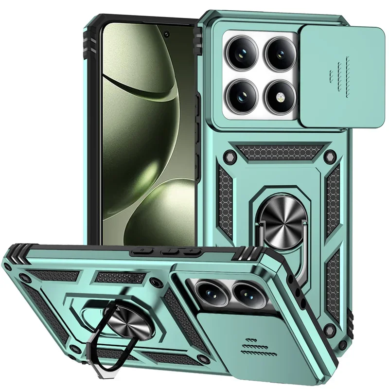 For Xiaomi 14T 13T Pro Case Ring Stand Car Magnetic Holder Phone Cover for Redmi 14C Case Shockproof Lens Protection Funda image 4