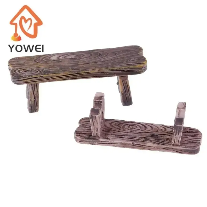 2 stücke Mini Holz Stuhl Hocker Fee Garten Miniaturen Dekor Paar Bank Action Figur DIY Puppe Häuser Zubehör