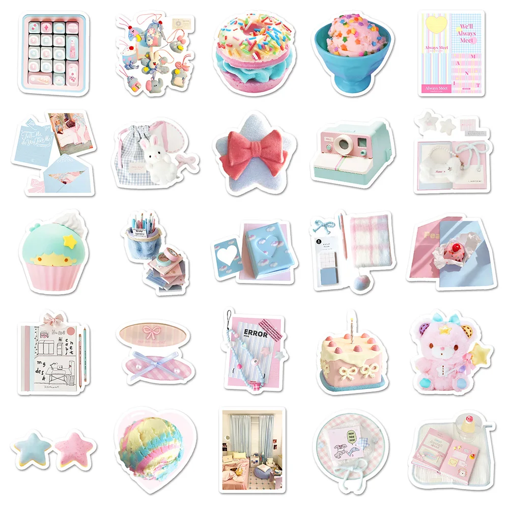 10/30/52 قطعة لطيف الوردي الأزرق Ins نمط ملصقات Kawaii الكرتون الديكور DIY بها بنفسك الأمتعة المحمول دفتر الدراجة الهاتف الاطفال لعبة الكتابة على الجدران #6