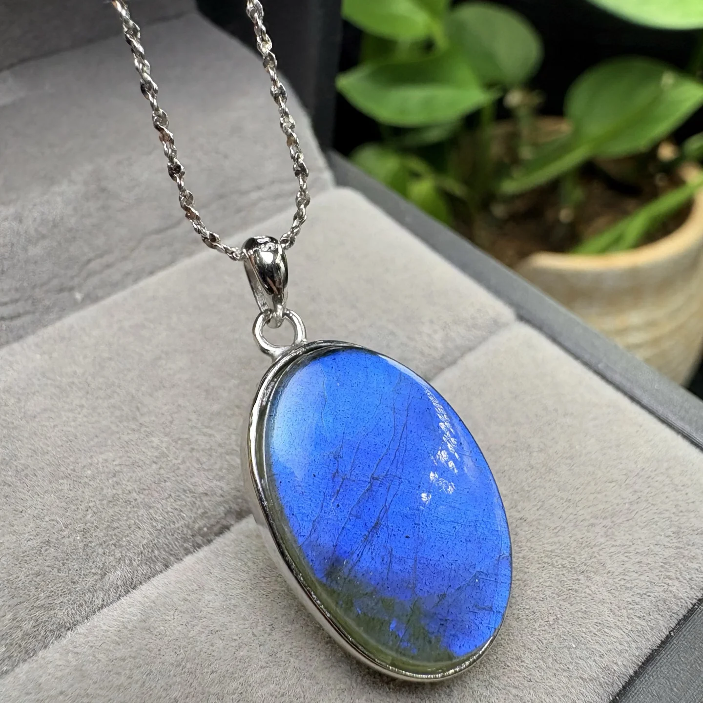 

1 шт., кулон Fengbaowu из натурального синего лабрадорита, 19-29 мм, овальный кабошон, ювелирные изделия из стерлингового серебра 925 пробы, подарок для женщин и мужчин