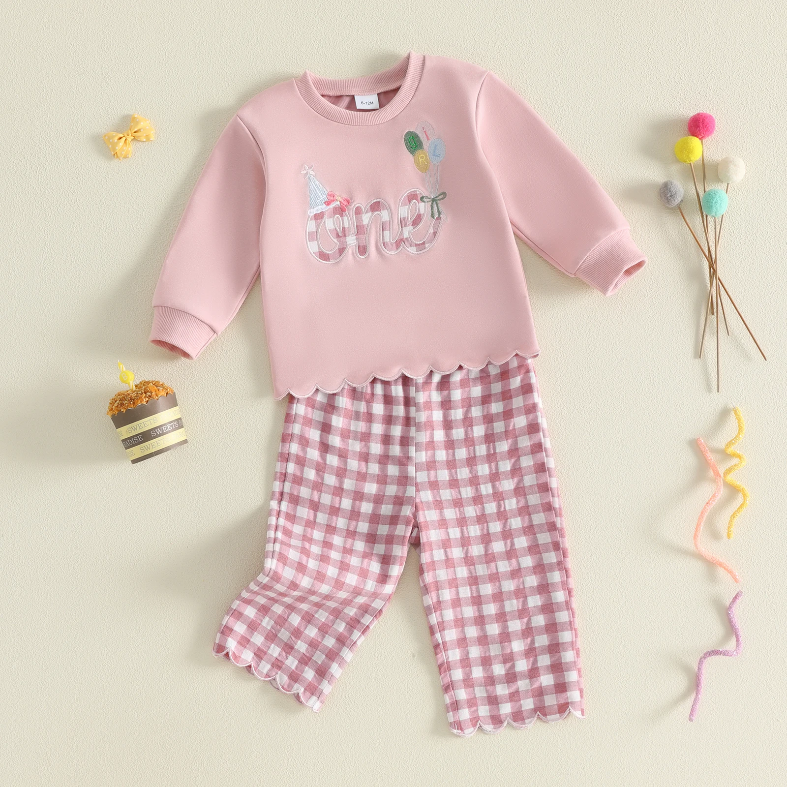 2027 Winter Toddler Baby Girl Birthday Outfits Letter Embroidery Crew Neck Sweatshirt and Pants Baby's Sets