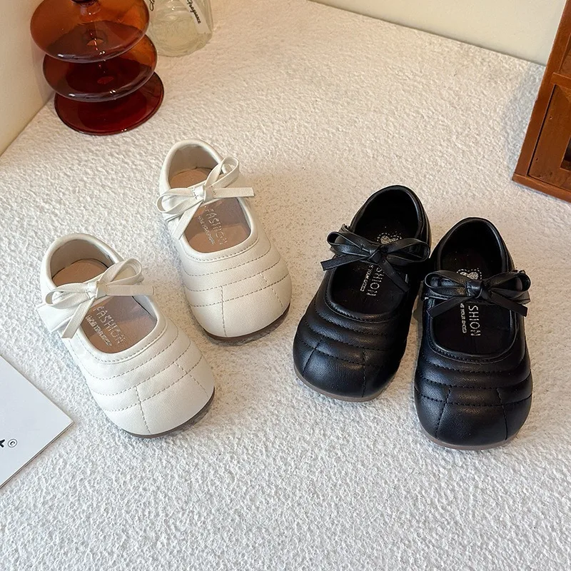 

Girls' Bow Designed Fashion Shallow Mouth Mary Jane Shoes Autumn 2025 Childrens' Comfortable Versatile Ballet Style Single Shoes