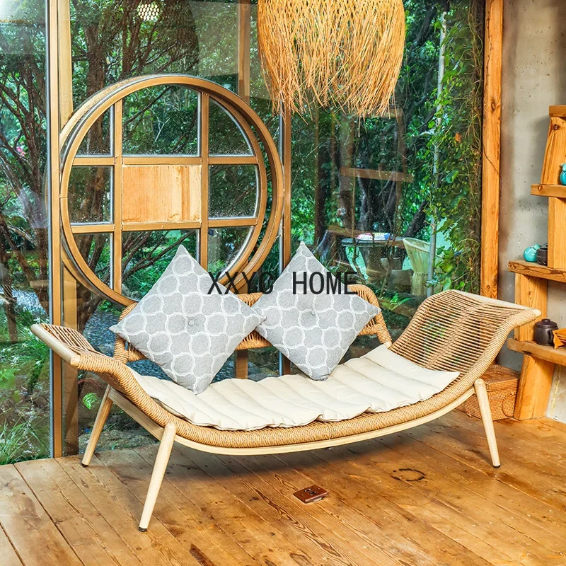 

Simple Elegant Rattan Chair Home Modern Courtyard Outdoor Garden Chair Hotel Occasional Cadeiras Nordic Furniture