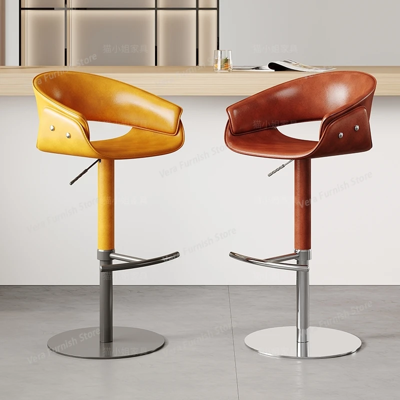 

Elegant Luxury Design Bar Chair Comfortable Modern Nordic Breakfast Swivel Bar Chair Modern Adjustable Banqueta Club Furniture