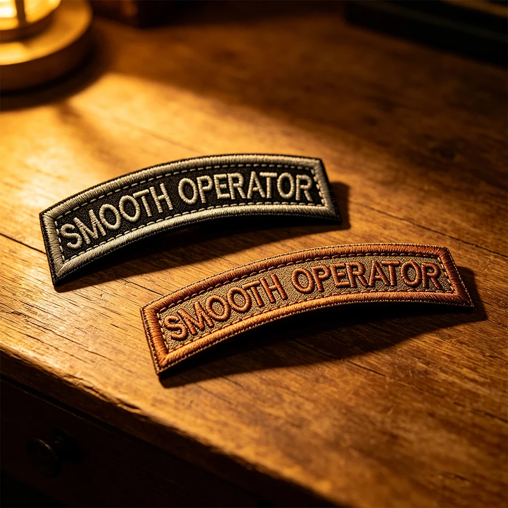 Smooth Operator Curved Shape Tactical Badge Embroidered Patch with Hook & Loop Backing for Jacket Shoulder DIY Sew-on