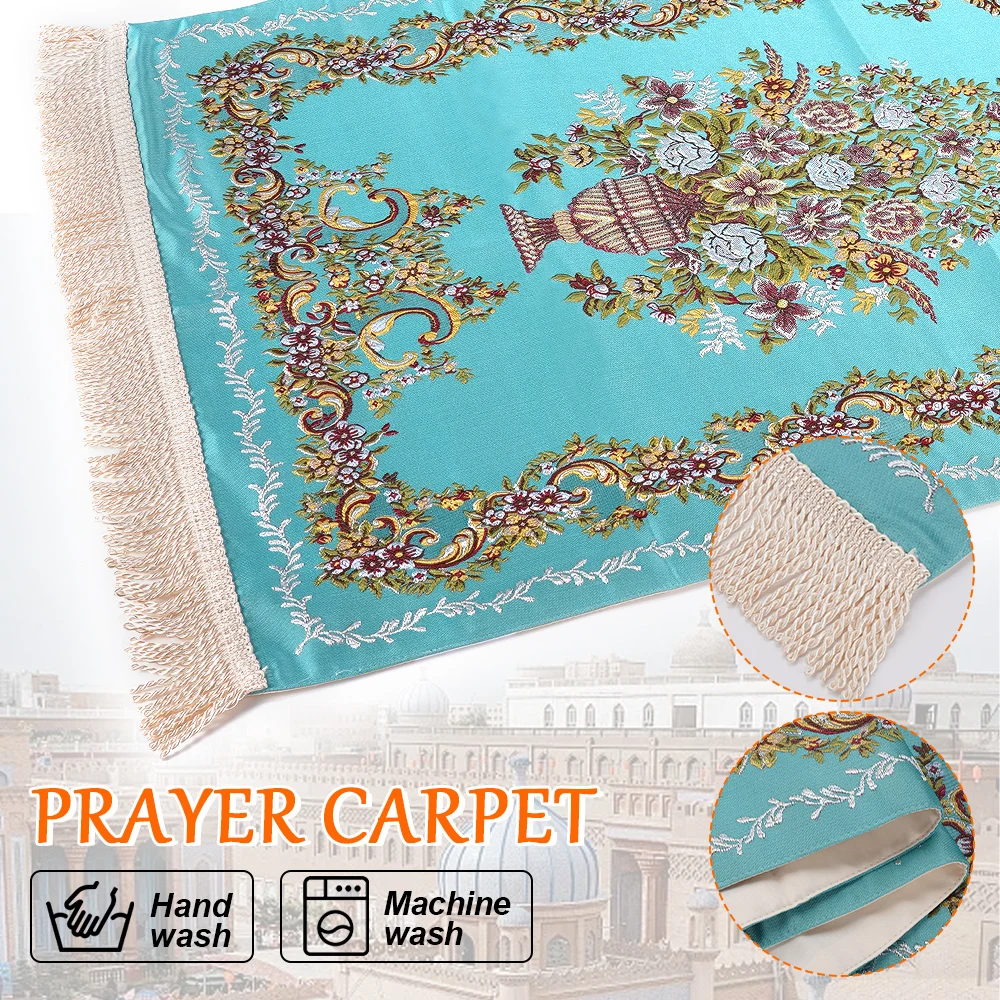 Worship Carpet Islamic Muslim Prayer Rug Polyester Arabic Kneeling Pad Embossing Floor Carpet For Temple Travel Home Prayer Mat