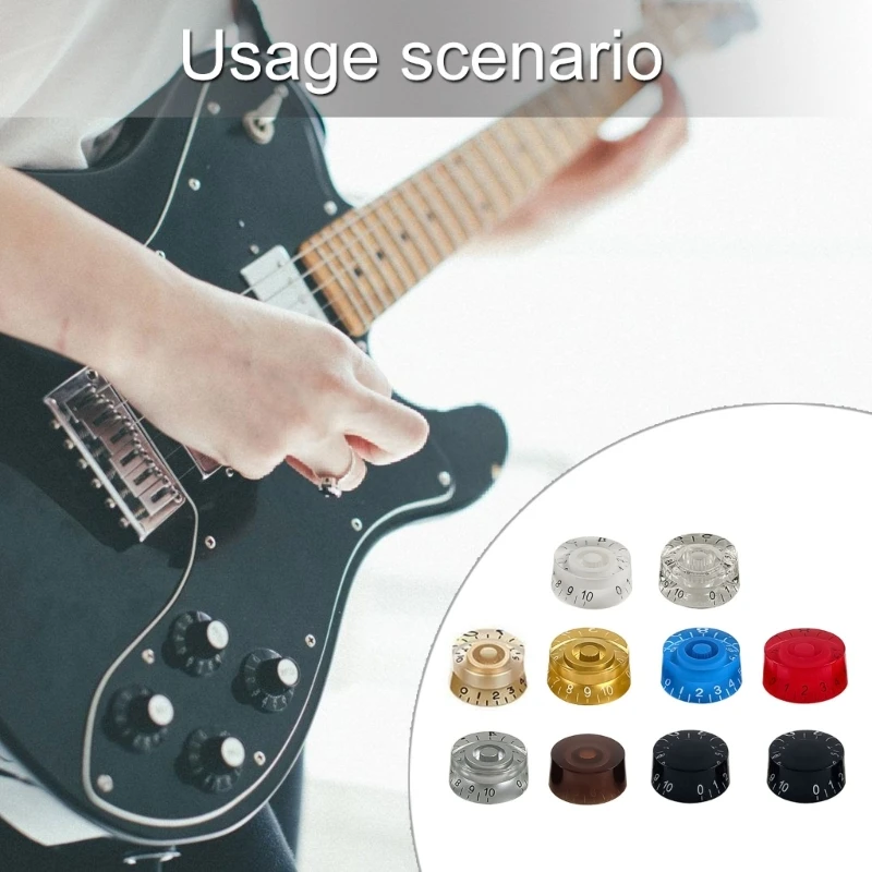 Jazzes Guitar Potentiometer Knobs Plastic Colorful Guitar Turner Knobs Replacements Guitar Bass Effect Button Control Knobs