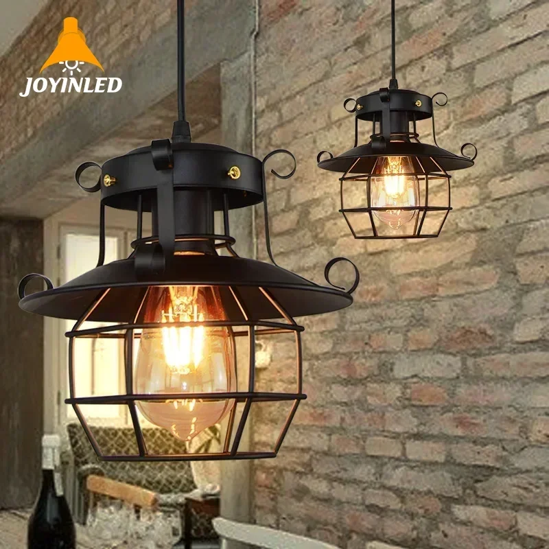 Industrial Chandelier Iron Cage Pendant Lights Retro American Country Style Lamp Vintage Restaurant Chandelier Shop Decor Lights