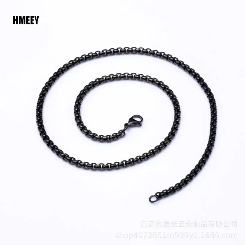 Hmeey 2MM 2.5MM 3MM Box Chains Stainless Steel Necklace DIY Long Necklaces Jewelry for Women Men Statement 45CM-75CM