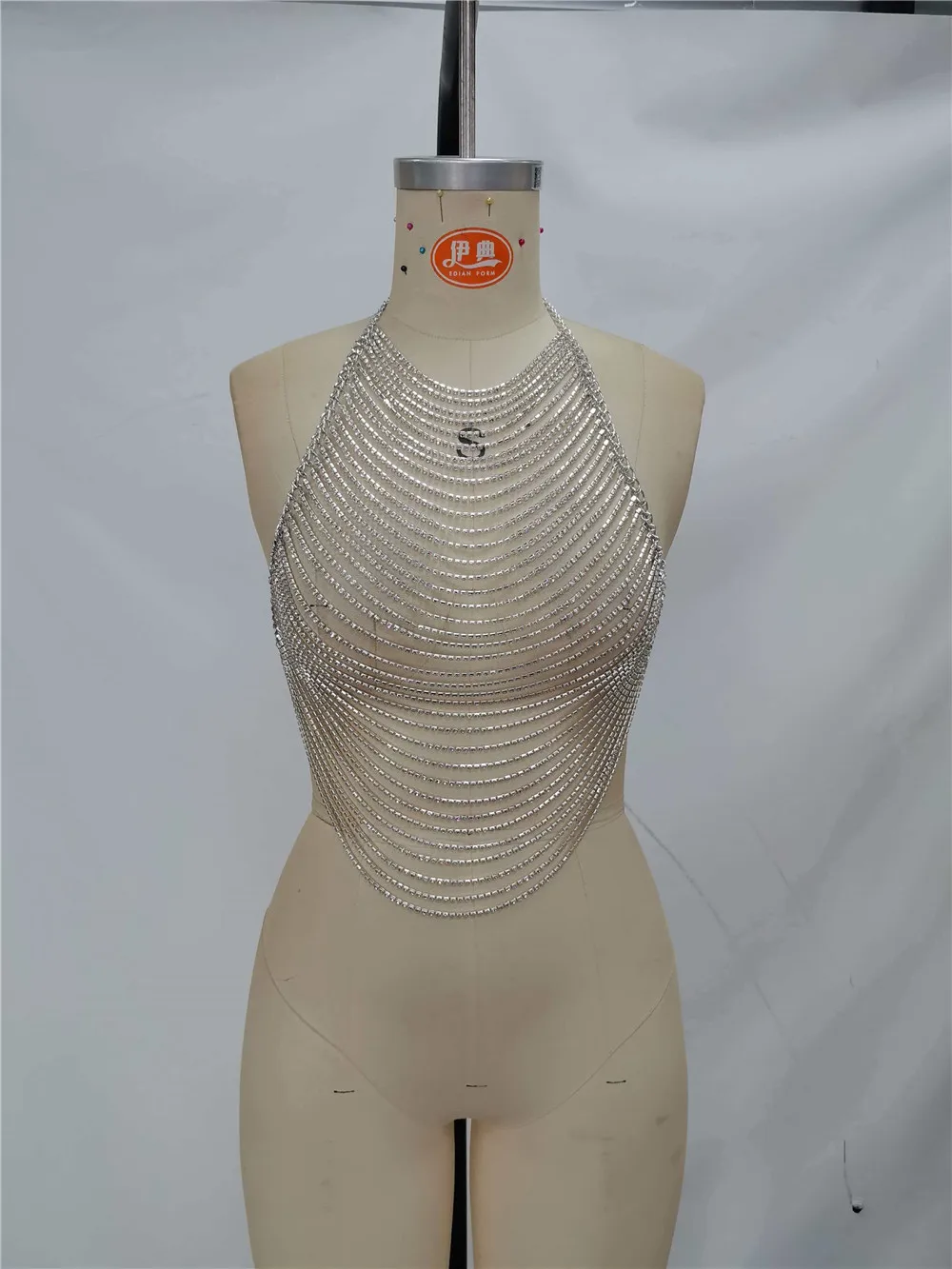 Ins European And American Wild Sexy Street Photography Nightclub Rhinestone Gemstone Splicing Tassel Women'S Top Vest