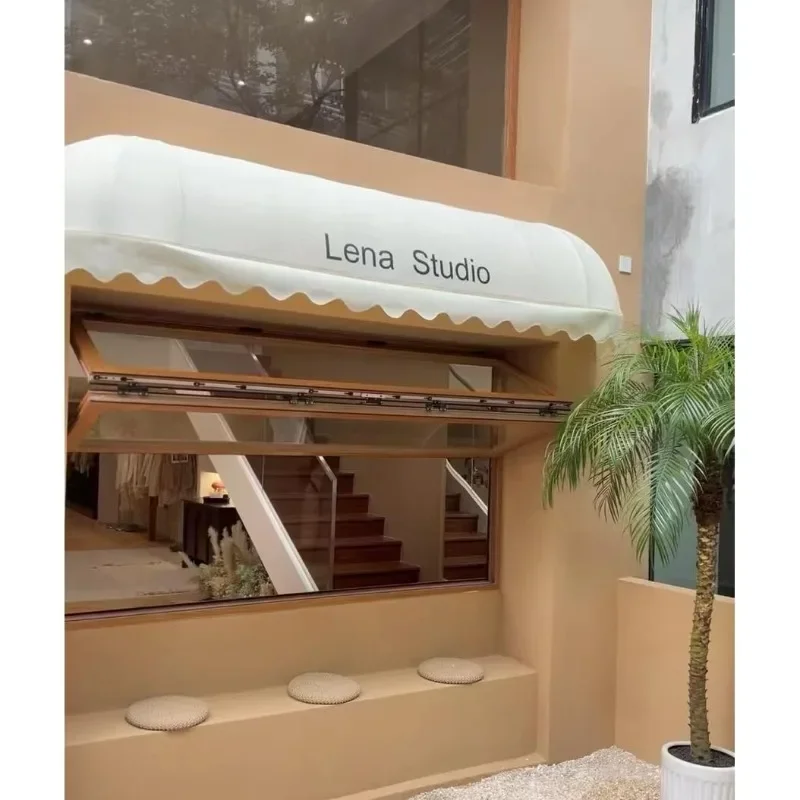 

French curved canopy door head decoration fixed trapezoidal awning shop folding window semi-circular watermelon canopy