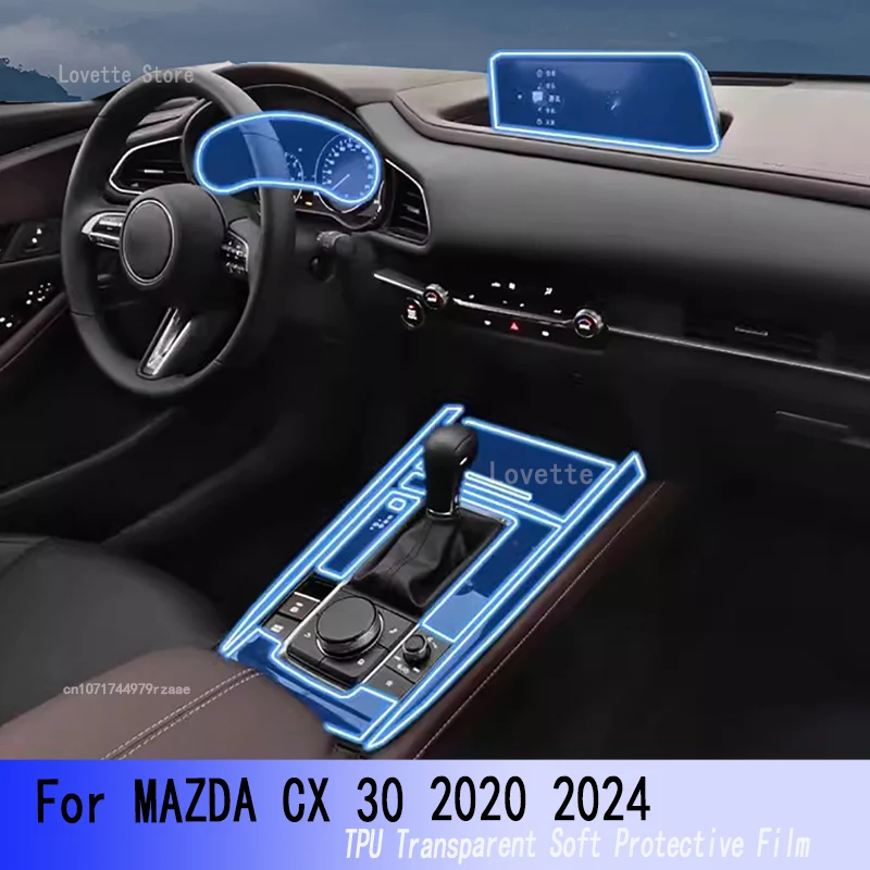 

For MAZDA CX 30 2020 2024 Car GPS Navigation Air Instrucment Protective TPU Gearbox Screen Protector condition Film Fitting PPF