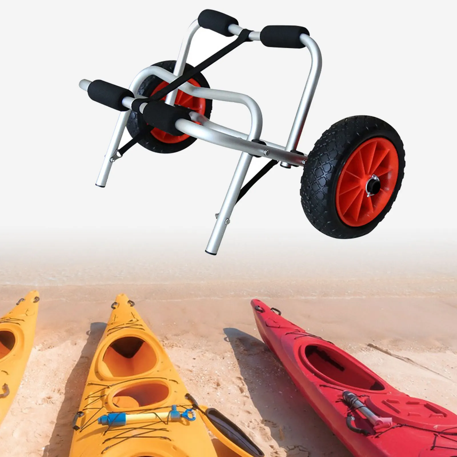 

Foldable Kayak Cart Carrier Adjustable Universal Canoe Beach Cart Easy to Install Canoe Trolley Wheels Transport Kayak Accessory