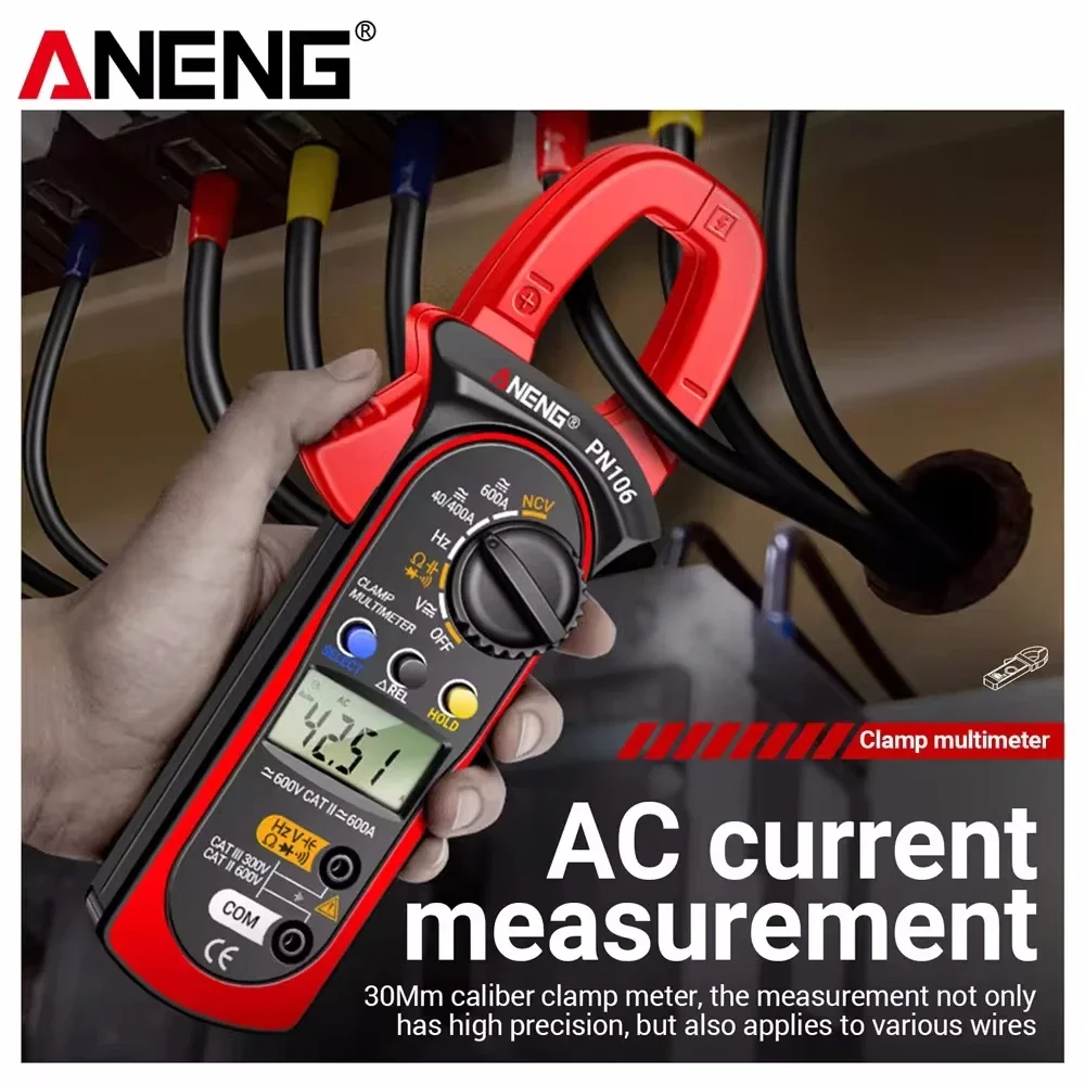 ANENG PN106 AC/DC Clamp Meter 600A Current Voltage High Precision 4000 Counts Digital Multimeter Tester Tool for Electrician