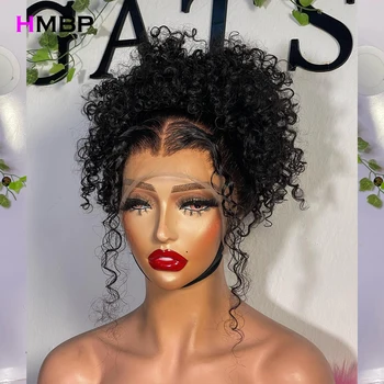 Wear And Go Vollspitze-Perücken, 100 % Echthaar, verworrene Locken, leimlose 360-Grad-HD-brasilianische transparente lockige Spitze-Frontal-Perücken für Frauen