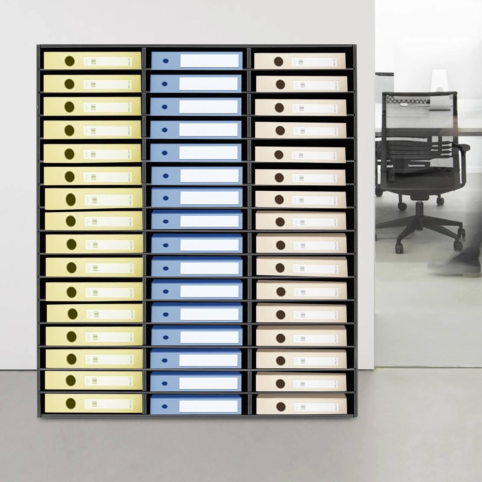 

Органайзер для почты с 48 слотами, сортировщик для домашнего офиса, черная настольная башня для хранения файлов из ПВХ с 16-уровневой стойкой для журналов