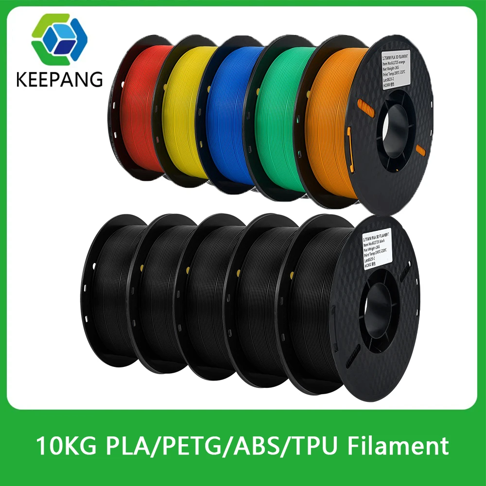 10Rolls PLA/PETG/TPU Filament for 3D Printer Plastic 1.75mm 1KG Eco-Friendly No Bubble Spool 3D Printing Material for Bambu