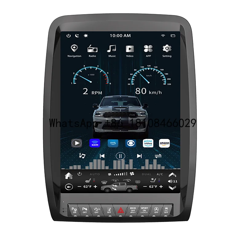 

Android 12 Carplay Tesla Style Vertical Touch Screen for Dodge Durango 2011 2013 2020 With GPS Multimedia Netflix Youtube