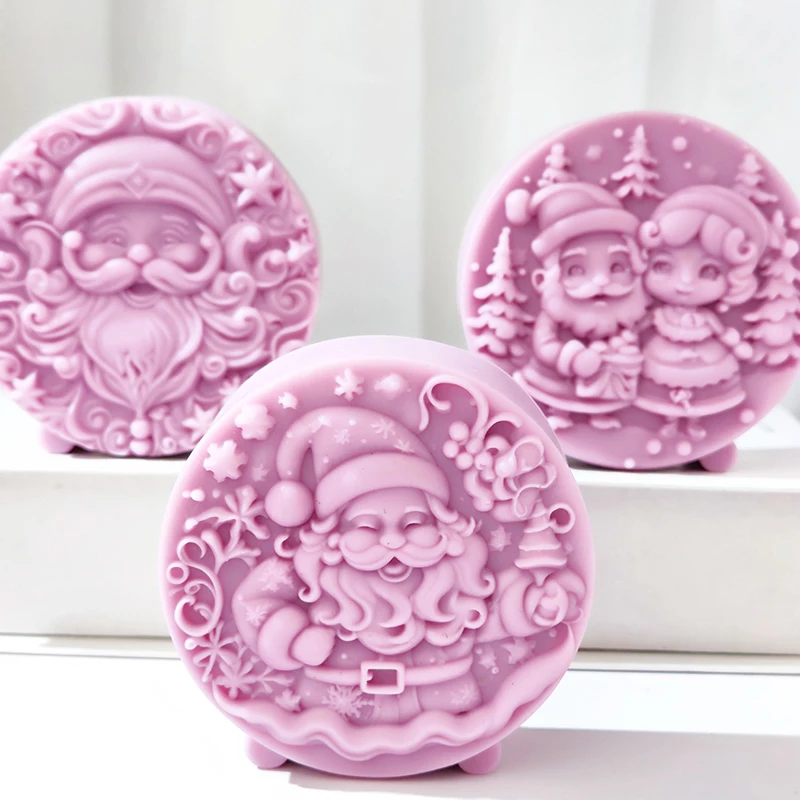 

Christmas season Santa Claus candle mold,cute style bearded old man cookies handmade chocolate cake mold