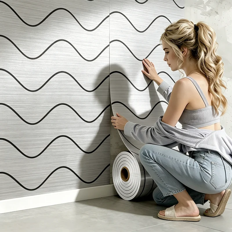 

3D Textured Grid Wallpaper Removable Foam Wall Panels Self Adhesive Acoustic Wall Covering for Bedroom Living Room Ceiling