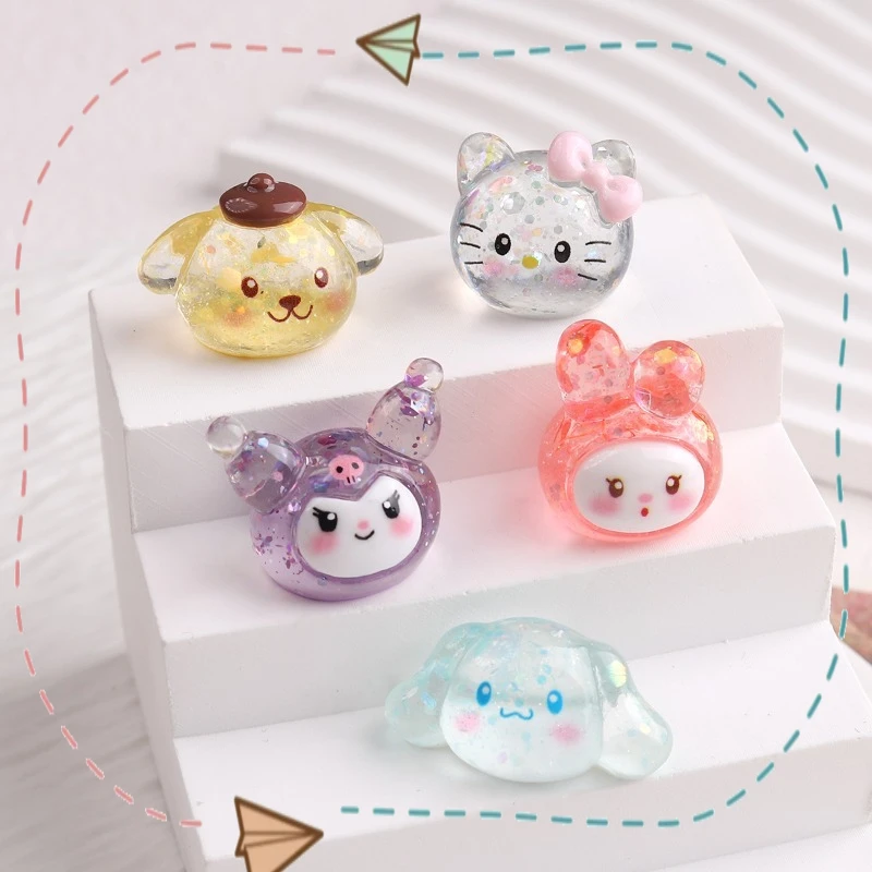 Cartoon Anime Sanrio Cute HelloKitty Kuromi Doll Ornament Handmade DIY Hairpin Jewelry Accessories Materials Festival Gifts