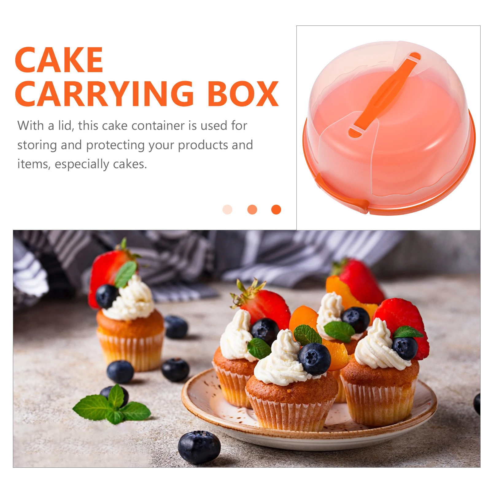 

6 Inch to 8 Inch Cake Preservation Box Reusable Plastic Carrier Lid Handle Storage Container Transport Display