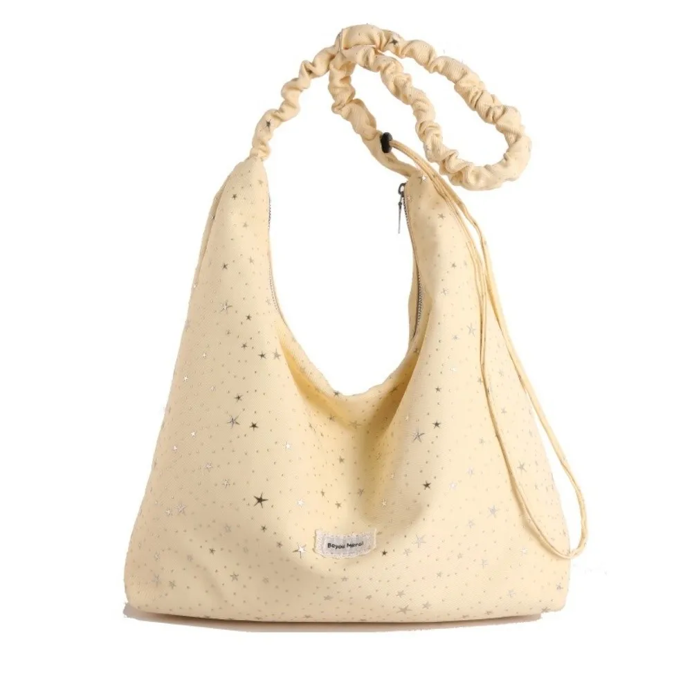 New Sparkle Stars Pattern Shoulder Bag Wear-Resistant Drawstring Strap Casual Tote Bag Large Capacity Crossbody Bag Daily Outing