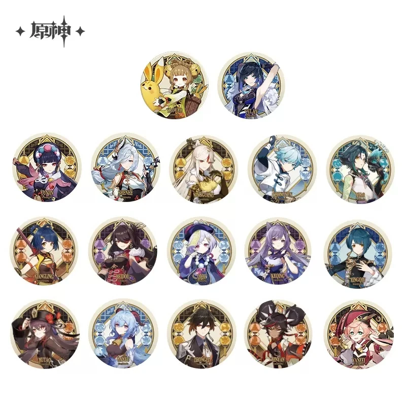 Official Genshin Impact LIYUE Topics Series Characters Badges Xiao Tinplate Fashion Dressing Anime Pendant Halloween Gifts New