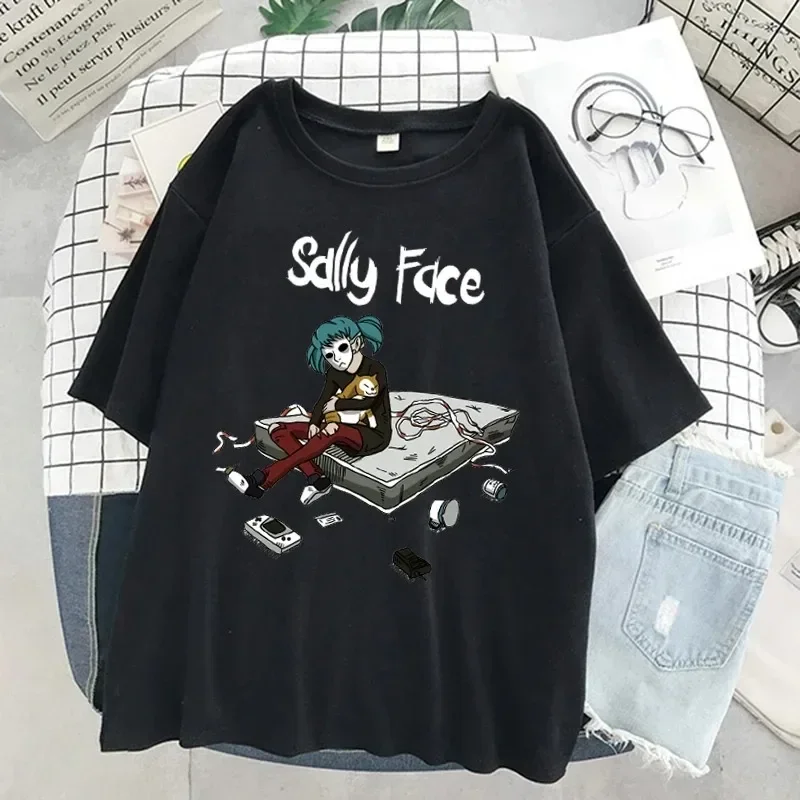 T-shirt con stampa Sally Face T-shirt da donna divertente casual a maniche corte T-shirt casual in cotone con motivo moda estiva T-shirt da strada