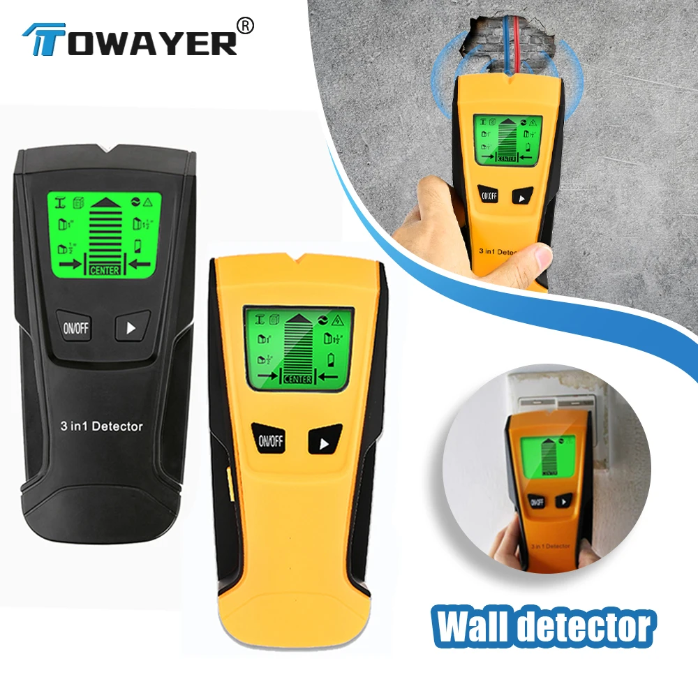 

Towayer 3 In 1 Metal Detector Find Metal Wood Studs AC Voltage Live Wire Detect Wall Scanner Electric Box Finder Wall Detector