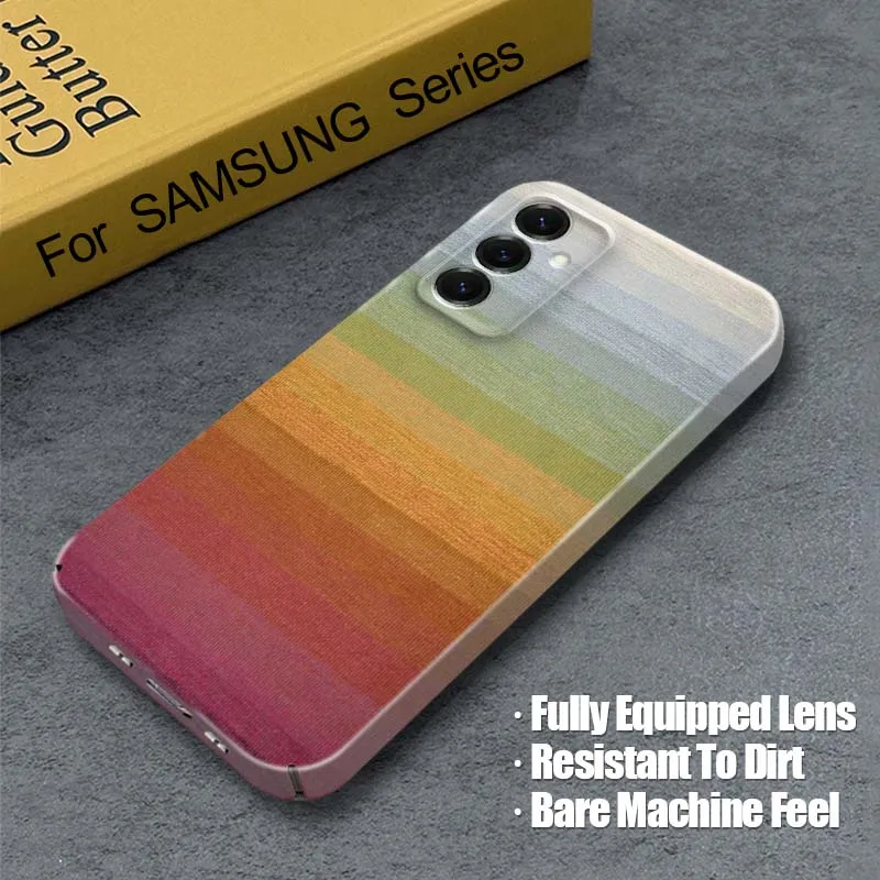 

Colorful Gradient Striped Phone Case For Samsung Galaxy S25 S24 S23 S22 S21 Ultra Plus Edge FE 5G Feilin Protective Shell