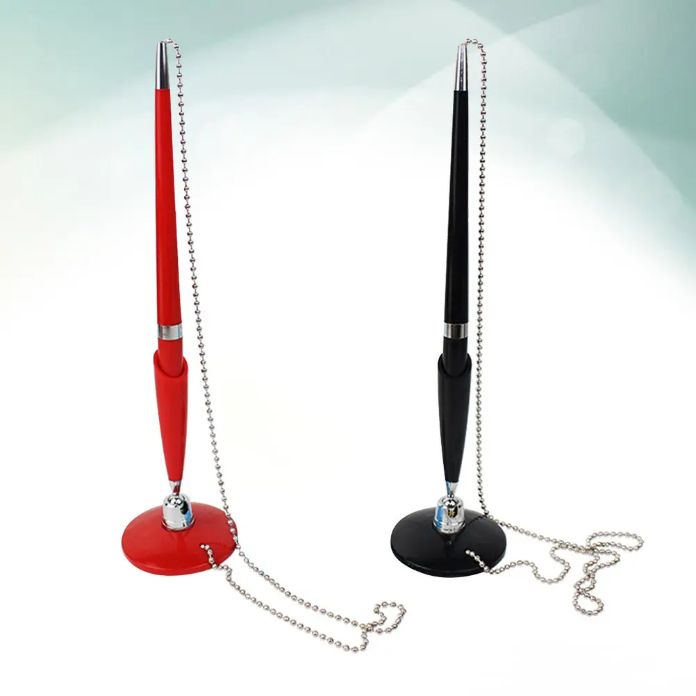 

2Pcs Ballpoint Pens Rotating Desktop Adhesive Base Comfortable Grip Smooth Writing for Office School Bank Retailer Counter