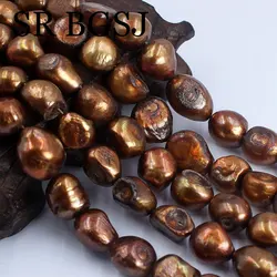 11-12mm Brown Natural Baroque Beads Bulk Nuggets Freshwater Round Potato Button Coin Pearls For Jewelry DIY Making 14