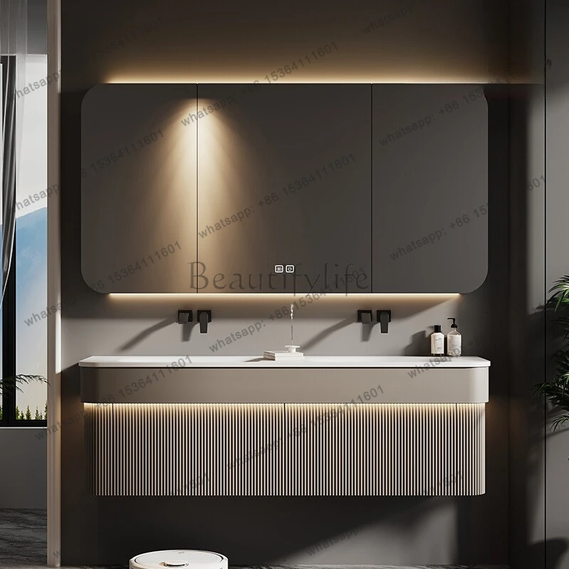 

Light Luxury Mirror Bathroom Cabinet Italian Decorations Minimalist Cupboard Gadgets Display