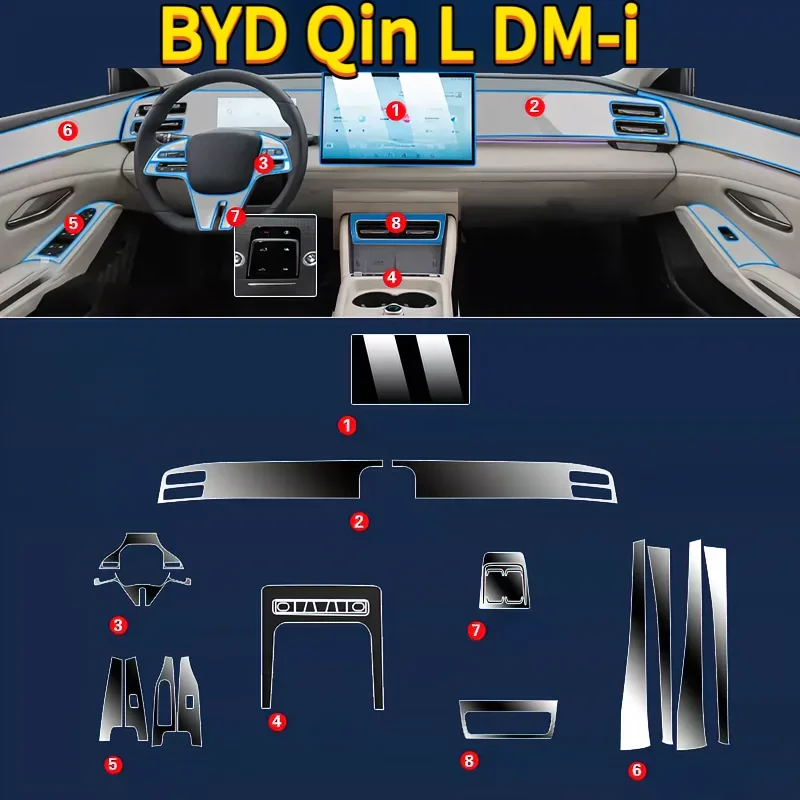 For BYD Qin L DM-i 26Models Dashboard Multimedia GPS Console Navigation Transparent Anti-Scratch Protection Film Modification