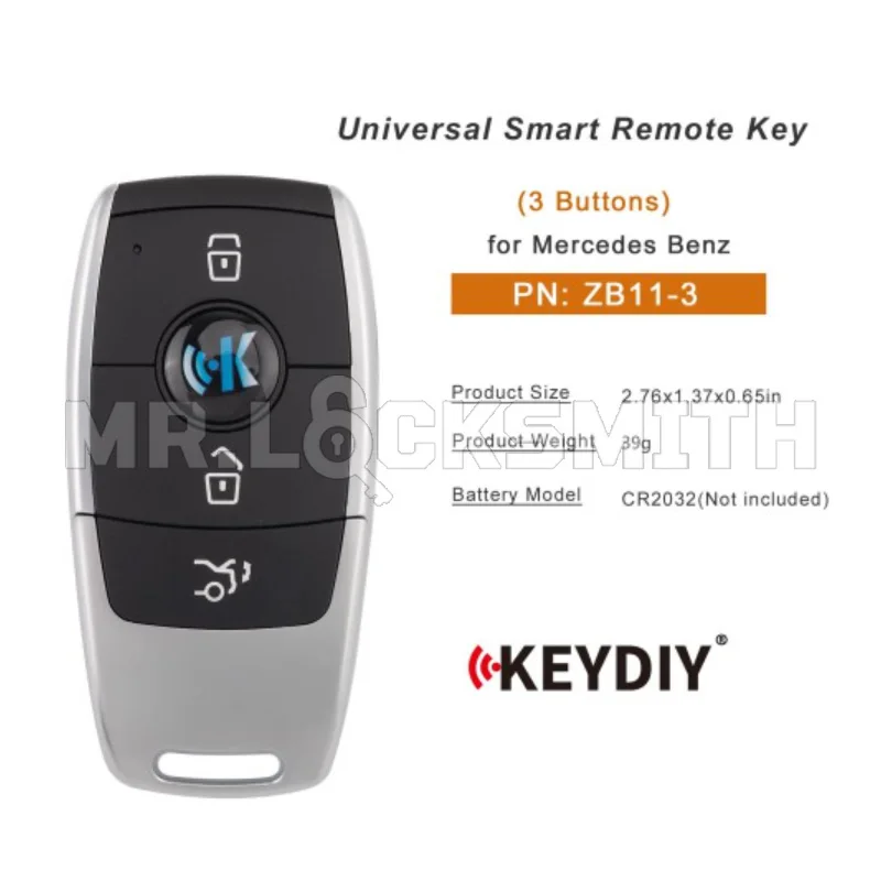 MRLOCKSMITH KEYDIY KD ZB11-3 Universal Smart Remote Key 3 Buttons Compatible with Mercedes-Benz Type