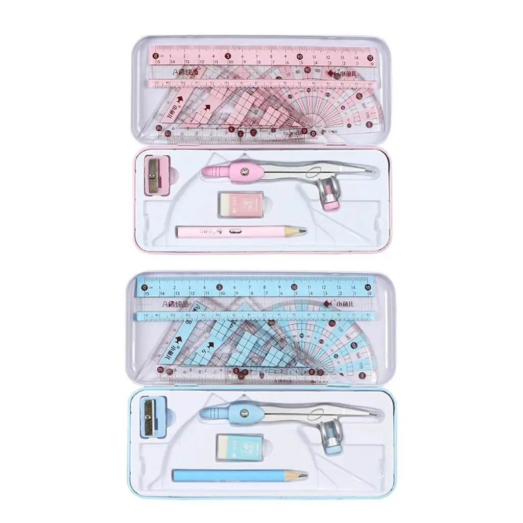 matematica geometria kit conjunto com shatterproof caixa de armazenamento regua lapis ferro eraser 01