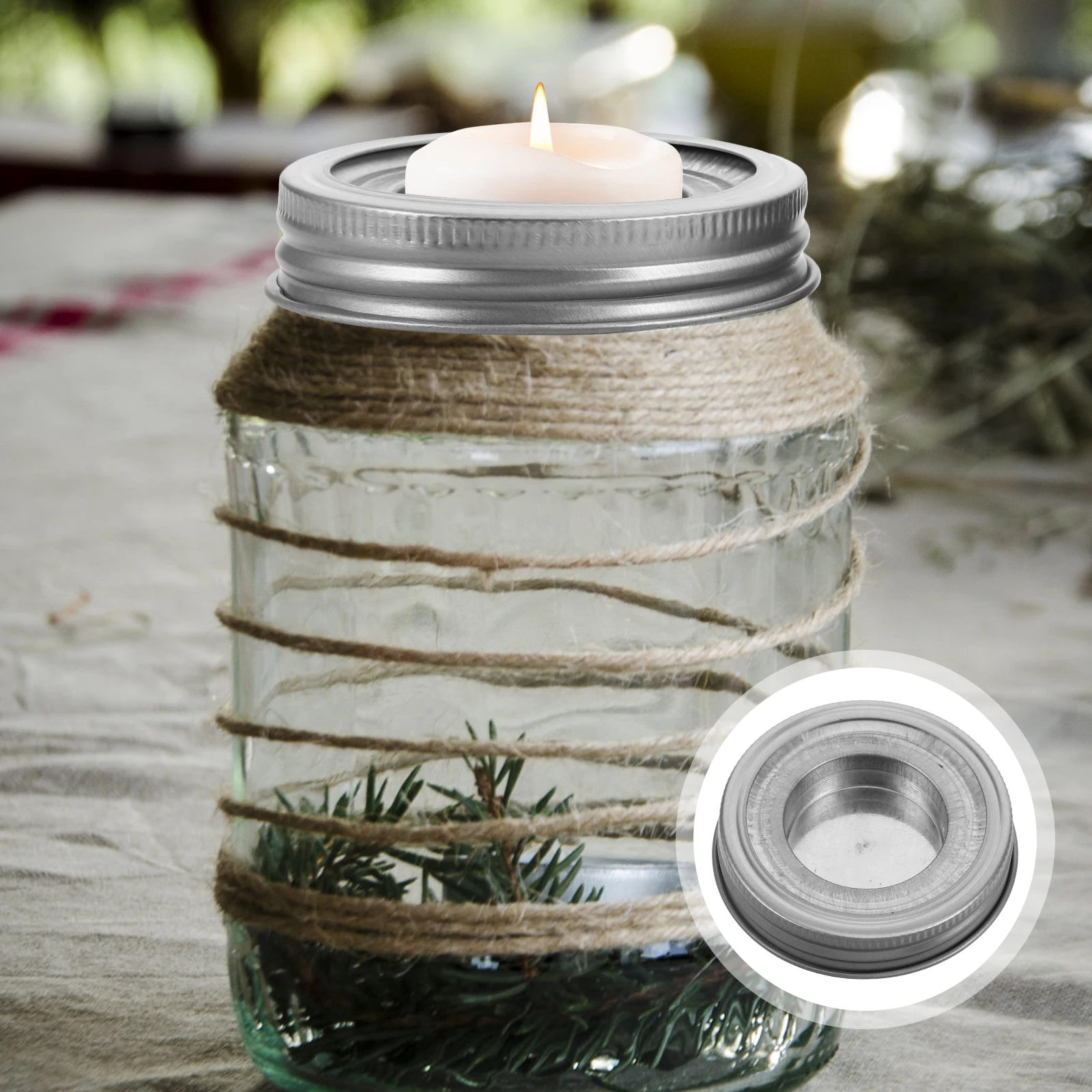 

Mason Jar Cover Metal Tealight Holders Stainless Steel Decorative Insert Lid Canning Supplies Inserts