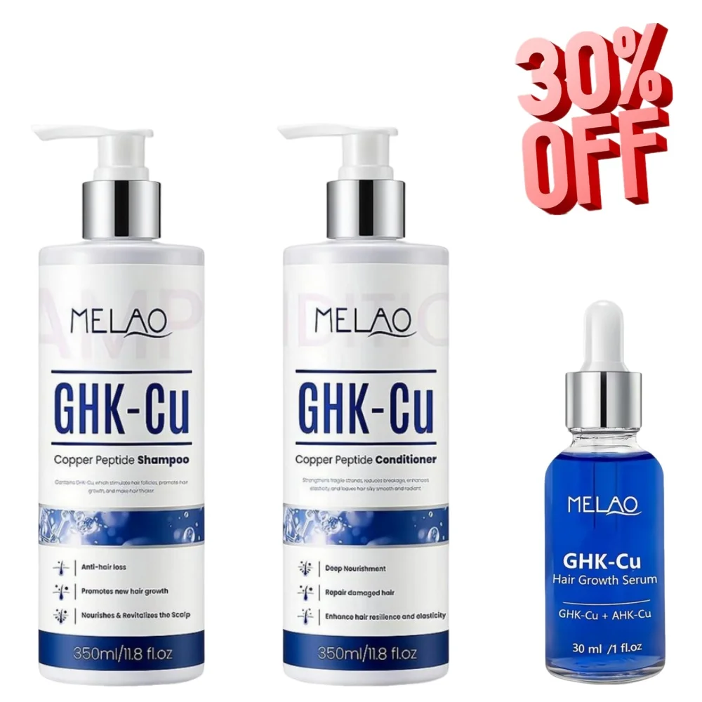 MELAO GHK-Cu Copper Peptide Hair Care Set 30ml Serum+350ml Shampoo Anti-Hair Loss Repair Damaged Hair Nourish Scalp