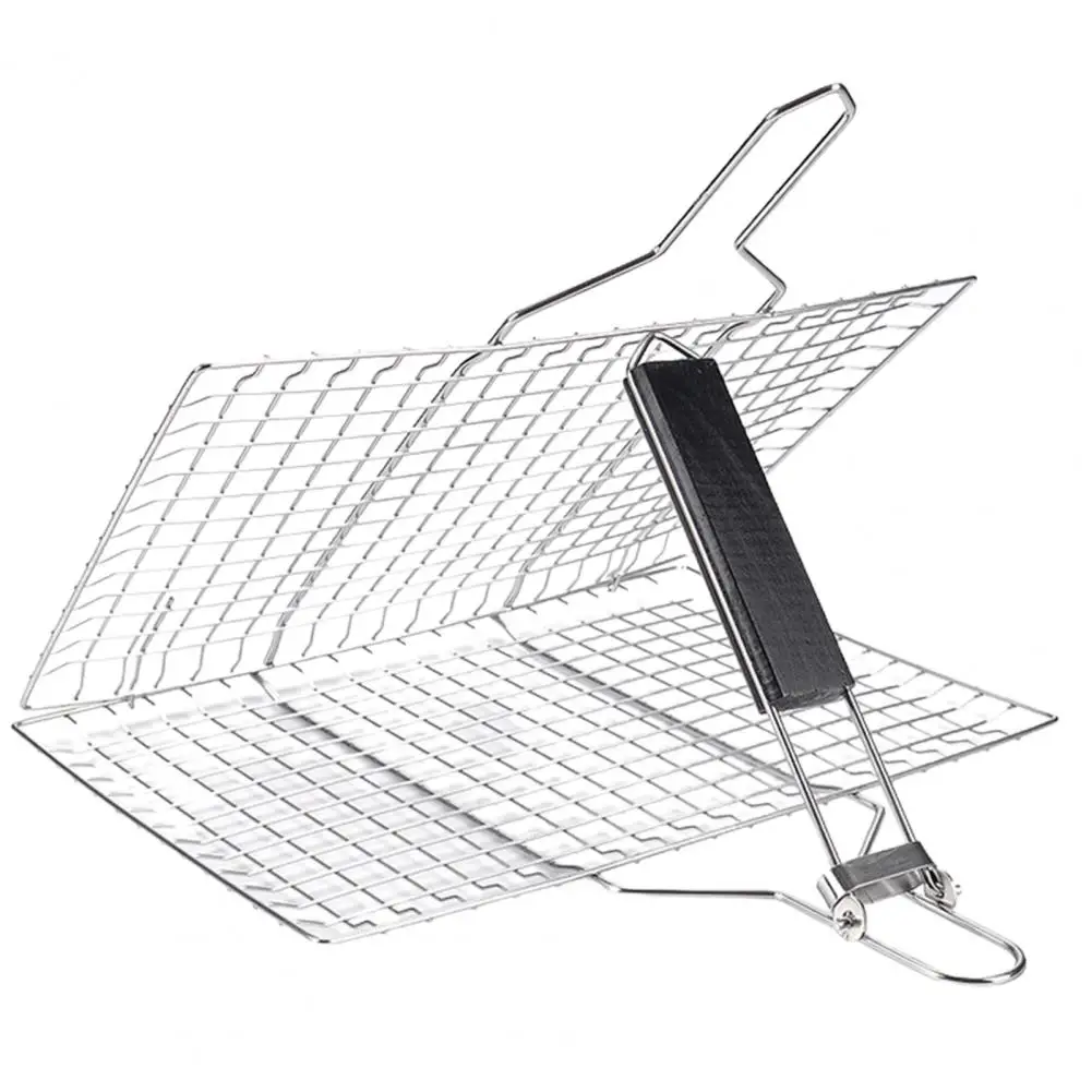 

Fish Grilling Net Folding Grill Net with Handle Premium Stainless Steel Folding Grilling Net Durable Outdoor Bbq for Camping