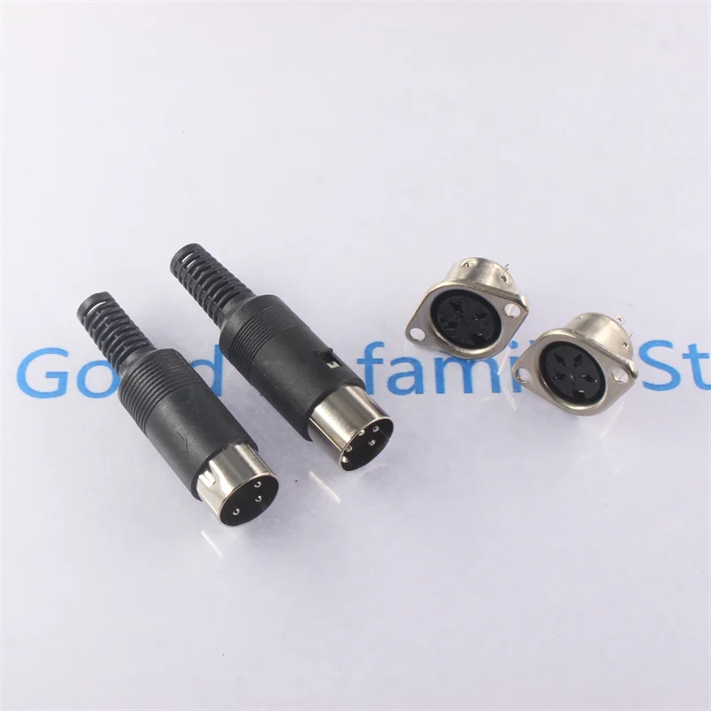 DIN Audio Adapter 3/4/5/6/7/8 Pin DIN Male Plug with Plastic Handle   Female Socket Hulled Panel Mount Chassis Connector