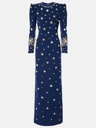 HIGH STREET Newest Fashion 2026 Designer Party Vestido Women's Formal Long Sleeve Luxurious Beaded Long Maxi Dress