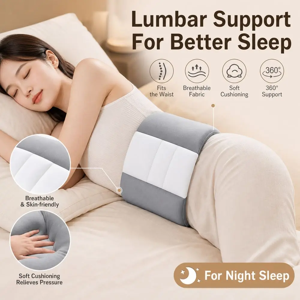 Sleep Waist Support Lumbar Support Belt Wraparound Style Bionic Support Waist Support Belt Soft Structure Lumbar Support Cushion