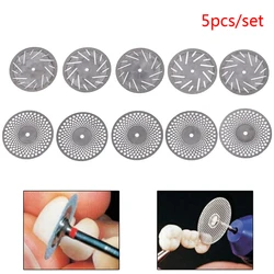 Disco de corte de diamante ultradelgado de doble cara, 5 piezas, Mandril para blanqueamiento Dental