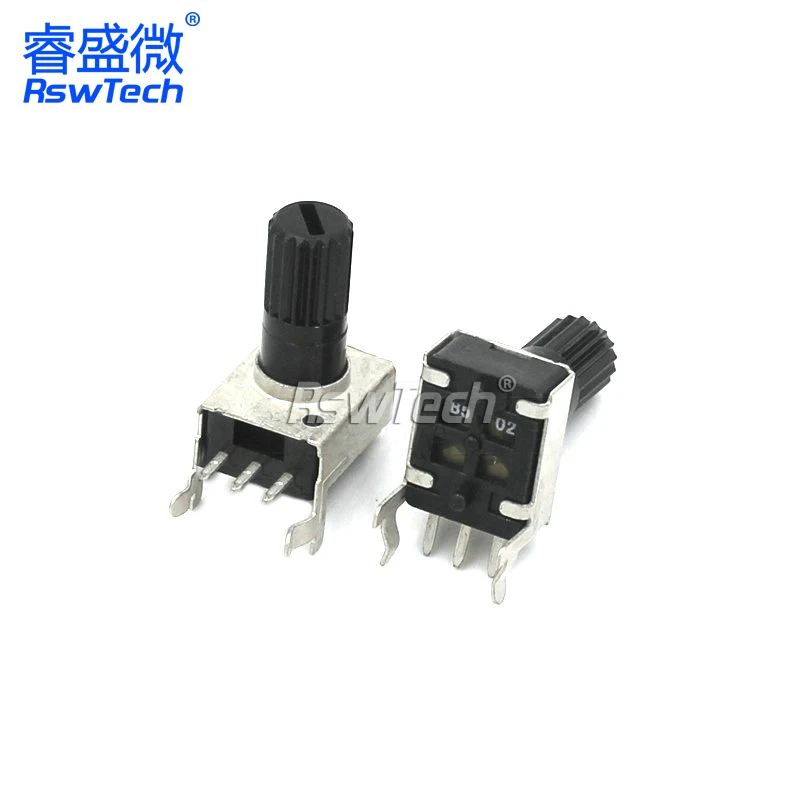 5 Stück 12,5 Potentiometer direktes Einstecken vertikal einstellbarer Widerstand vertikal 5k 10k 50k k 3-Fuß-langer Griff mm rv09 Typ