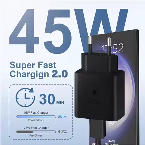 45W Usb-C Charger Power Fast Charger, Super Fast Charger Adapter Plug Samsung Galaxy S25 S24 S23 S22 S21 Ultra S25+ S24+ Note10+, A72 A55 5g, Z Flip 6, Tab S10+ S9 S8 S7