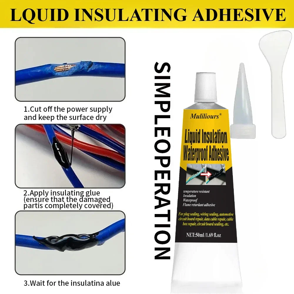 Liquid Insulation Waterproof Adhesive Strong Adhesion Wire Cable Coat Fix Line Glue Suitable for Plastic Wood Metal Surfaces